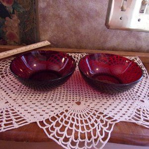 Ruby Red Depression glass dessert berry fruit bowl